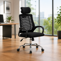 Chaise de bureau ergonomique pivotante à dossier haut en maille avec appui-tête réglable pour projets de mobilier de bureau professionnel