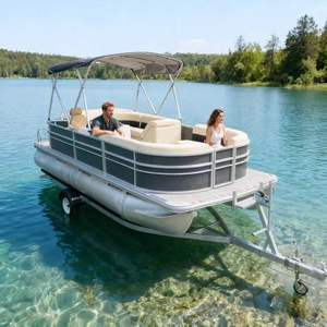 <span class=keywords><strong>Barco</strong></span> Pontón ECOCAMPOR, Embarcación de Recreo, Refrigerador, Barra, Casco de Aluminio, Remolcable, Uso en Lagos, Recreación Familiar, Asientos Estables - Product Image 1