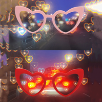 Lunettes de soleil colorées à fleurs pour protection contre le soleil Lunettes de soleil à paillettes en cristal Effet de pêche en forme de coeur Lunettes de diffraction