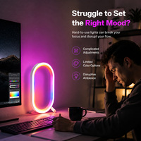 Lampe d'Ambiance LED Intelligente RGBIC Ovale pour Bureau, Contrôle Vocal via APP, 16 Millions de Couleurs, Gradation, Décoration pour Chambre et Gaming