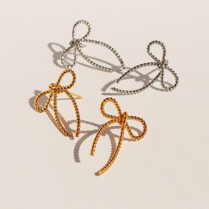 ต่างหูโซ่ทองเหลืองรูปโบว์ชุบทองสำหรับผู้หญิง - Product Image 3