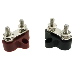 Conector de barra de bus de alimentación de servicio pesado Amomd 3/8 Terminal de pernos dobles de 4 postes RV M6 M8 Tipo de tornillo Hecho de cobre y nailon