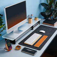 Bureau debout réglable en hauteur SAMDI au design minimaliste moderne, avec fixations installables, en acrylique sablé, réglable de 720 à 1170 mm