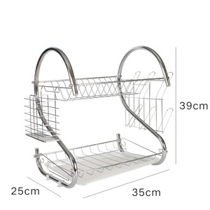 Égouttoir à vaisselle à 2 niveaux en acier inoxydable - Avec porte-couverts et porte-gobelets, <span class=keywords><strong>bac</strong></span> de récupération d'eau inclus, facile à nettoyer et à ranger dans la cuisine ou près de l'évier - Product Image 6