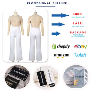 Combinaison de soirée élégante de haute qualité AM221118 pour femmes, taille haute, ajustée, ornée de perles, col rond, manches courtes, grandes tailles - Product Image 3