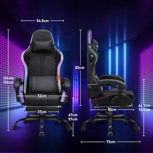 Livraison rapide Massage complet noir ergonomique <span class=keywords><strong>PC</strong></span> Chaise De <span class=keywords><strong>Gamer</strong></span> RGB LED éclairage chaise de jeu avec haut-parleur et barre lumineuse - Product Image 3