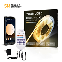 Bande LED intelligente COB de haute qualité 5M/Set Ra90 12V 24V 608 LED/m 8mm 10mm CCT2700-6500K Dimmable pour rétroéclairage TV et chambre à coucher