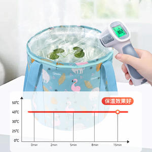 อ่างแช่เท้าพับได้แบบพกพา ยี่ซิดาน ขนาด 38 ซม. ทำจาก PVC แบบฉนวนกันความร้อน รูปทรงกลม สำหรับผู้ใหญ่ ใช้กลางแจ้ง - Product Image 1