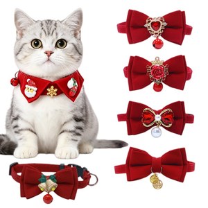 Christmas <strong>Pet</strong> Plaid Red Cute Christmas Cat Collar with Bell Bowtie Adjustable Breakaway Collar for <strong>Pet</strong> Holiday Photoshoot <strong>Gift</strong> - Product Image 2