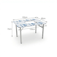 Table de barbecue carrée pliable en acier inoxydable pour KBBQ, design moderne, gain de place pour l'extérieur