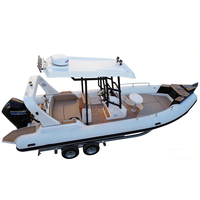 Bateau semi-rigide en fibre de verre de 7,6 m de qualité supérieure avec T-TOP, tubes Hypalon, bateau pneumatique rigide rapide pour les loisirs RIB760 avec/sans moteur