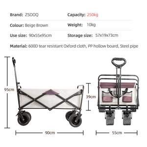 Chariot pliable à grande capacité 500 lb, robuste, 4 roues, acier inoxydable, marque Bronco, chariot de magasinage, de stockage, industriel, OEM - Product Image 3