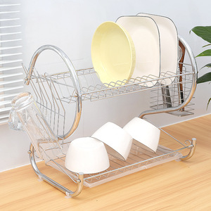 Égouttoir à vaisselle à 2 niveaux en acier inoxydable - Avec porte-bol, design spacieux, facile à nettoyer et à ranger dans la <span class=keywords><strong>cuisine</strong></span> ou près <span class=keywords><strong>de</strong></span> l'évier - Product Image 2