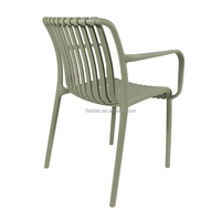 Chaise de salle à manger empilable en plastique vert FANTIAN avec accoudoirs et dossier pour chaise de restaurant