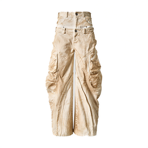 Jeans <span class=keywords><strong>de</strong></span> diseñador <span class=keywords><strong>de</strong></span> alta calidad para <span class=keywords><strong>hombre</strong></span> y mujer, <span class=keywords><strong>de</strong></span> mezclilla curvada, con <span class=keywords><strong>corte</strong></span> 3D irregular, efecto desgastado y color frotado. - Product Image 4