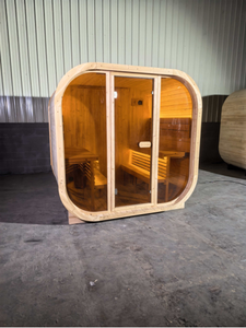 Canadian Red Cedar 4 Person Outdoor Steam Cube Spruce Wood Sauna Room 9 kw Outdoor Panoramic Sauna Villa - Product Image 4