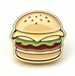 เข็มกลัดโลหะรูปเบอร์เกอร์เคลือบเงา ของที่ระลึกสะสม ของขวัญ - Product Image 1