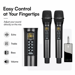 K188 Portable Dual Wireless Microphone System for Karaoke, Wedding, Singing, <strong>DJ</strong>, Party, Speech, Church - Product Image 2