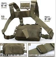 Harnais de poitrine tactique Molle - Nylon imperméable avec fermeture à fermoirs vert-noir personnalisé pour les activités de plein air