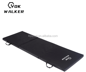 Estera de ejercicio de espuma gruesa de tres pliegues de nailon/cuero personalizada de fabricante 6 'x 2' con borde y asas para gimnasia - Product Image 4