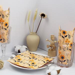 2-Ply 1/4 piega naturale personalizzabile all'ingrosso fiore di girasole modello tovagliolo per gli ospiti uso all'aperto o in Hotel - Product Image 2