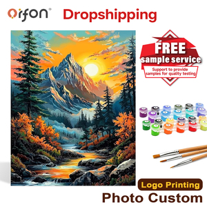 Kit Pittura Fai da Te con Numeri per Dropshipping: Paesaggio Montano al Tramonto sul Fiume, Pittura su Tela Acrilica per Adulti, Hobby Artistico Rilassante - Product Image 1
