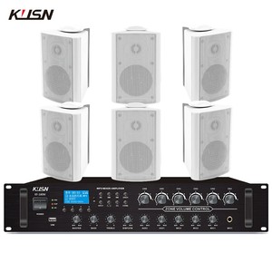 Sistema de PA Completo de 180W, Amplificador Profesional de 6 Zonas y Altavoz de Pared de 20W para Interiores con USB KF-180M + KB-20A*6 Wa - Product Image 1