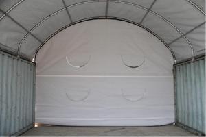 <span class=keywords><strong>Couverture</strong></span> de toit en forme de dôme pour structure de tissu de traction de conteneur d'expédition avec abri d'auvent traité sous pression de cadre en bois naturel - Product Image 4