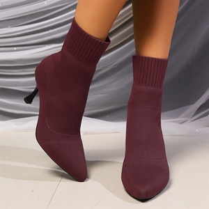 Botas de <span class=keywords><strong>Mujer</strong></span> para Otoño e Invierno, Nueva Versión Coreana, Tacones Altos Puntiagudos a la Moda, Calcetines Tejidos - Product Image 2