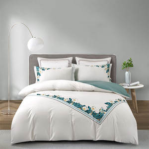 طقم أغطية سرير فاخر من القطن الخالص عالي الجودة قابل للتخصيص من ألينهوم لوناريا، طقم غطاء لحاف مطرز OEM ODM - Product Image 2