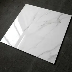 60X60 600X600 Glanzend Carrara Wit Porselein Piso Porcelanato Marmeren Vloertegel Voor De Woonkamer