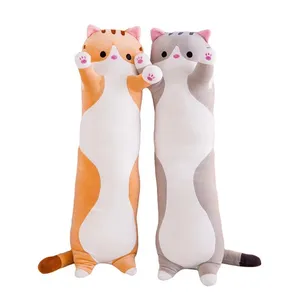 장난감 부드러운 고양이 큰 포옹 플러시 베개 만화 긴 고양이 고양이 다리 베개 잠자는 동반자 받침대 장난감