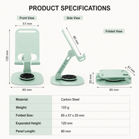 Support de téléphone portable pliable en alliage d'aluminium, dissipation de chaleur, pour les voyages, le bureau, emballage personnalisé, compatible avec les téléphones