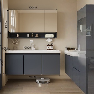 Lavabo de Cerámica Minimalista Moderno de Una Pieza con Espejo Inteligente y Mueble de Baño de Acero Inoxidable - Product Image 6