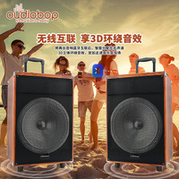 Altavoz Karaoke de Madera de 15 Pulgadas para Exteriores con Dos Micrófonos Inalámbricos, Pantalla LED, FM, USB/TF, TWS, Función Fiesta, Anti-Caídas