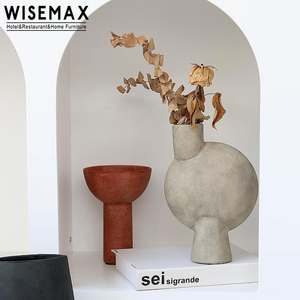 WISEMAX – meubles d'art contemporain simple, ornement fait à la main, décorations en céramique, vase à fleurs géométrique abstrait - Product Image 5