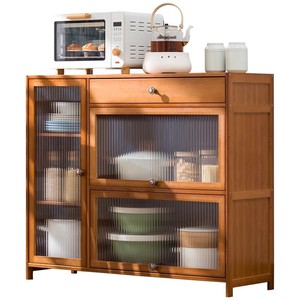 Bamboo <b>sideboard</b>, kitchen cabinet, <b>storage</b> cabinet, home food preparation cabinet, solid wood style living room tea cabinet - Product Image 4