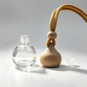 Fuluo Huaguo <strong>Car</strong> Fragrance Holder - Wooden Evaporation Cover - Glass Perfume Bottle - Empty FragranceBottle for CarWholesale 8ml - Product Image 6