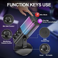 Micrófono de Condensador USB Tipo-C con Cable M7 RGB, Micrófono Profesional para Juegos y Computadora con Iluminación RGB para Grabación