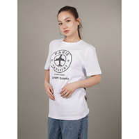 Paris Tashkent Unisexe Blanc 100% Coton Décontracté Coupe Classique Écologique Respirant Séchage Rapide Col Rond Anti-Plis Épaules Femme