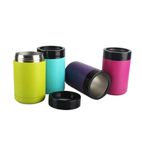 Refroidisseur de canettes en acier inoxydable 12 oz, isolé sous vide, écologique, portable, support pour bouteille de bière, gobelet à double paroi avec couvercle 2-en-1