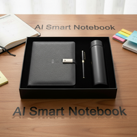 Carnet intelligent en cuir PU avec logo personnalisé, banque d'alimentation numérique IA, assistant quotidien, coffret cadeau d'affaires écologique