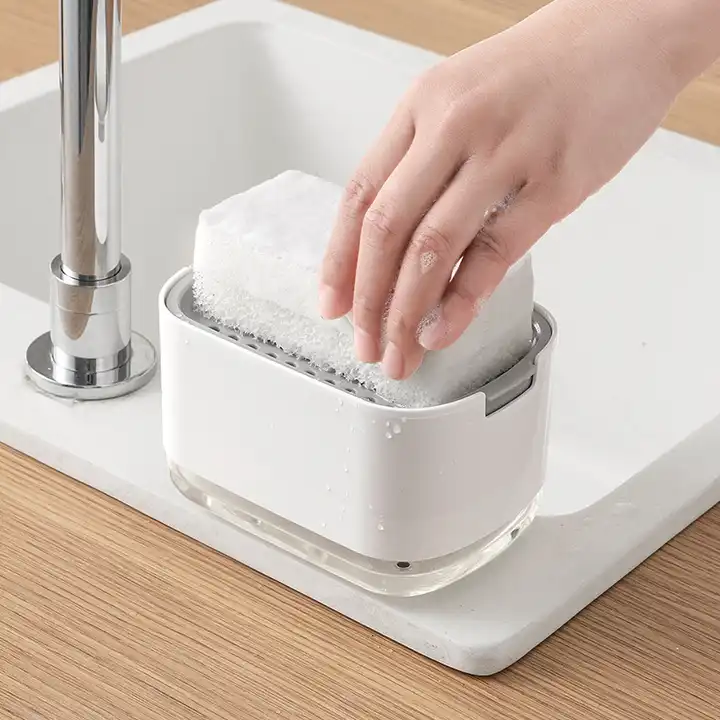 Kitchen Soap Pump Dispenser Sponge Holder