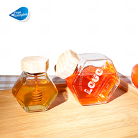 Botol madu bening 100ml 220ml 380ml, sisir madu kaca stoples madu dengan tutup kayu