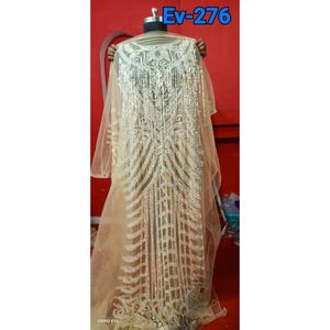 2023 haute qualité filet lourd imprimé robe de mariée à la main perlé paillettes brodé dentelle avant panneau arrière Direct pour indien - Product Image 2