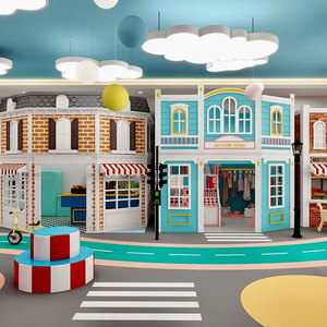 Casetta in Legno per Giochi di Ruolo Personalizzata Moetry, Grande Casa a Due Piani per Parco Giochi Interno, <span class=keywords><strong>Città</strong></span> delle Bambole Kidzania - Product Image 1