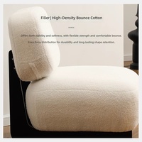 Fauteuil en bois massif et peau de mouton, style vintage crème, style mi-siècle, pour salon, chambre à coucher, une place, très tendance
