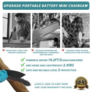 Industrial Grade DIY <b>Mini</b> Brushless <b>Cordless</b> 6-Inch Handheld <b>Chainsaw</b> Rechargeable Lithium Battery OEM Wood Cutting CS02B Brushl - Product Image 5