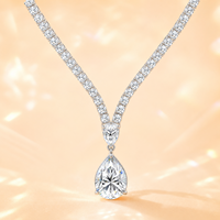 Collier tennis Glam à deux niveaux en moissanite VVS en forme de poire, avec pierres d'accentuation rondes, pour la Saint-Valentin, anniversaire, bijoux empilables pour femmes