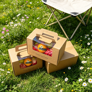 Scatola Regalo in Carta Kraft con Manico e Finestra, Imballaggio per Alimenti per Arance, Cachi e Altre Frutte Fresche - Product Image 3